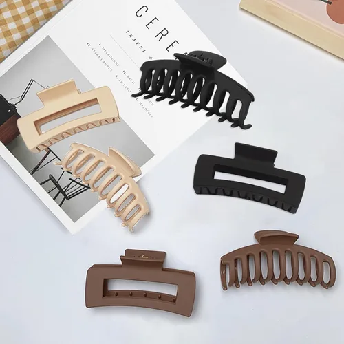 Miniatura 6 de Paquete de 6 pinzas para el cabello de 4 pulgadas para cabello grueso, pinzas de pelo mate grandes para mujeres, pinzas de plátano de sujeción fuerte