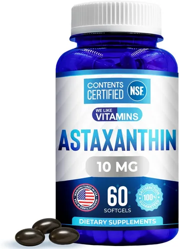We Like Vitamins Astaxantina 10 mg Softgel – Suplementos de astaxantina altamente potentes de Haematococcus Pluvialis – Mejora los ojos, las