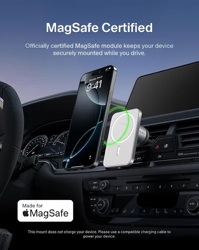 Miniatura 2 de Belkin MagSafe - Soporte de ventilación para automóvil Pro, soporte magnético para teléfono para iPhone 16/15/14/13/12, agarre seguro, vista