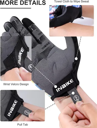 Miniatura 6 de INBIKE Guantes de ciclismo para hombres y mujeres, guantes de bicicleta transpirables con dedos completos, antideslizantes, pantalla táctil