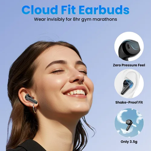 Miniatura 4 de Auriculares inalámbricos, auriculares Bluetooth con estéreo de graves profundos, reproducción de 48 horas con pantalla de alimentación LED, ligeros