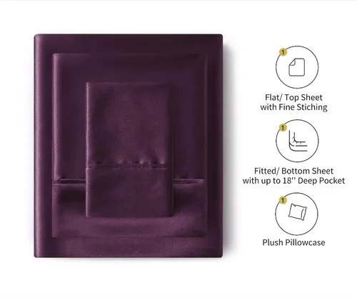 Miniatura 2 de Lanest Housing Sábanas de Satén de Seda, Juego de Sábanas de Cama de Satén Tamaño Twin con Bolsillos Profundos, Sábanas de Satén Refrescantes Suaves