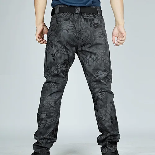 Miniatura 7 de Muscularfit Pantalones para hombre, casual, de sarga chino, con múltiples bolsillos, camuflaje, pantalones cargo atléticos, holgados, pantalones
