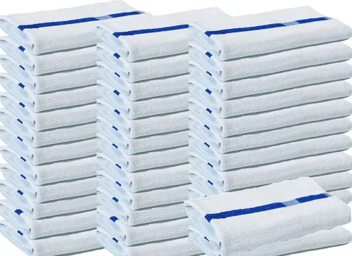 Miniatura 10 de Towels N More Toallas suaves de 24 x 48 pulgadas junto a la piscina, 6 toallas grandes súper absorbentes, blancas y azules, rayas centrales