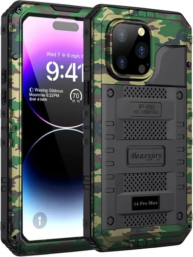 Miniatura 11 de Beasyjoy Funda impermeable para iPhone 14 Pro Max, funda de metal resistente con protector de pantalla integrado, protección de cuerpo completo