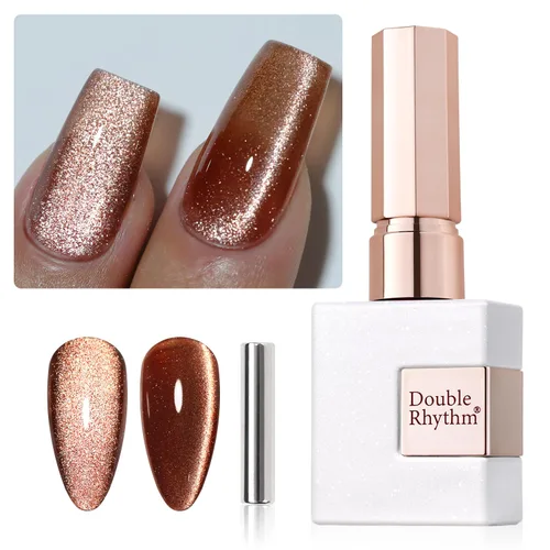 Miniatura 43 de Double Rhythm Esmalte de gel Jelly Glass de ojo de gato con imán, 0.5 onzas líquidas, brillo holográfico, brillante, translúcido