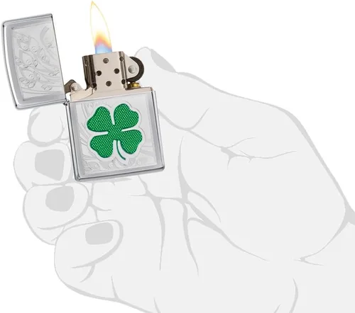 Miniatura 5 de Zippo Clover Design - Encendedor de bolsillo, cromo pulido, talla única (ZO24699)