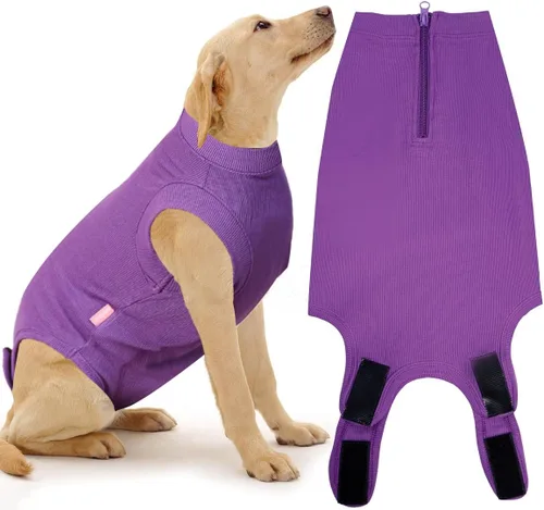 Miniatura 37 de Traje de Recuperación Wabdhaly para Perros, Traje de Cone de Perro con Cremallera Alternativa para Cirugía de Esterilización Femenina, Traje
