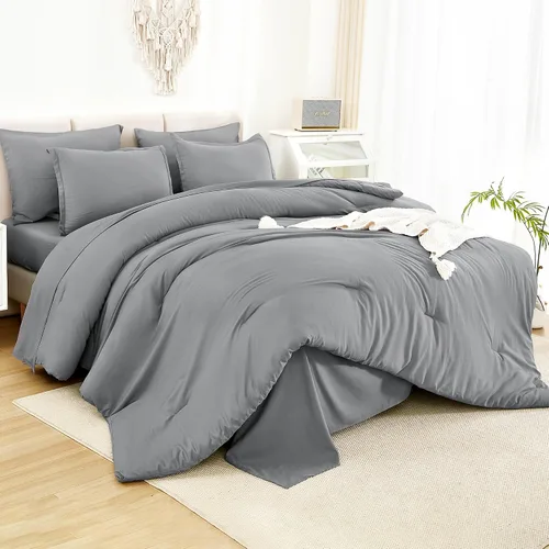 Miniatura 36 de Litanika Cama en una Bolsa King Beige - Juego de Ropa de Cama de 7 Piezas Tamaño King, Juego de Edredón de Cama, Juego de Edredón con Edredón, 02