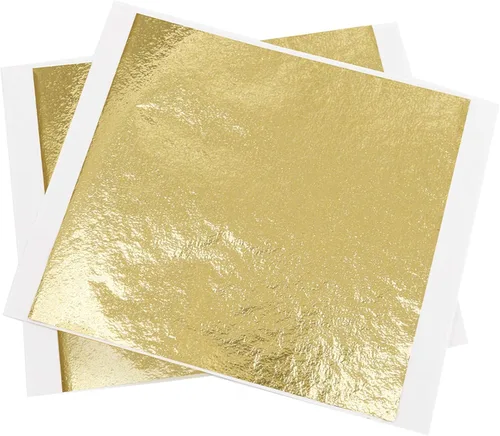 Miniatura 9 de Hojas de hojas de oro de imitación, 100 hojas de 5.11 pulgadas, lámina dorada dorada verde para pinturas, manualidades, uñas, muebles, decoración