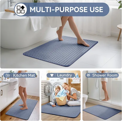 Miniatura 6 de YDKGL Alfombras de baño antideslizantes, superabsorbentes, de secado rápido, para baño, textura de tejido de espuma, alfombras de baño delgadas