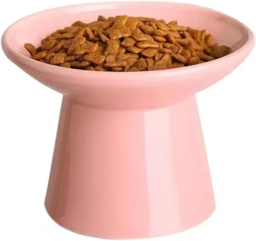 Miniatura 20 de Cuencos de Cerámica Extra Anchos Elevados de 6.2 Pulgadas para Gatos, Juego de Cuencos de Comida y Agua para Gatos Mayores Grandes y Perros Blanco-4