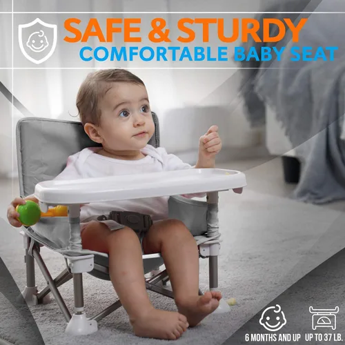 Miniatura 2 de Serene Life - Asiento elevador de asiento para bebé, ahorro de espacio, silla de alimentación plegable portátil para abrir y reventar, cinturón