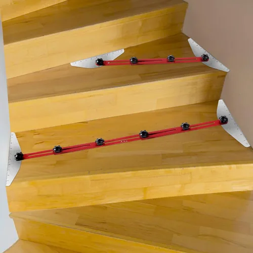 Miniatura 6 de Herramienta de plantilla para peldaños de escalera, plantilla de precisión para escaleras y peldaños - Guía de escalera de aluminio duradera, Rojo