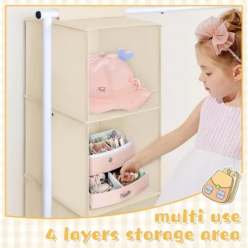 Miniatura 4 de Univivi Perchero para Ropa de Niños con Organizador Colgante, Almacenamiento de Vestidor Infantil para Colgar Ropa, Armario Guardarropa para Niños