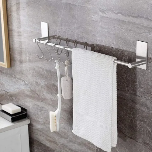 Miniatura 6 de Toallero para toallas de baño, resistente 3M, autoadhesivo, para colgar toallas de mano, de acero inoxidable montado en la pared, para baño, cocina