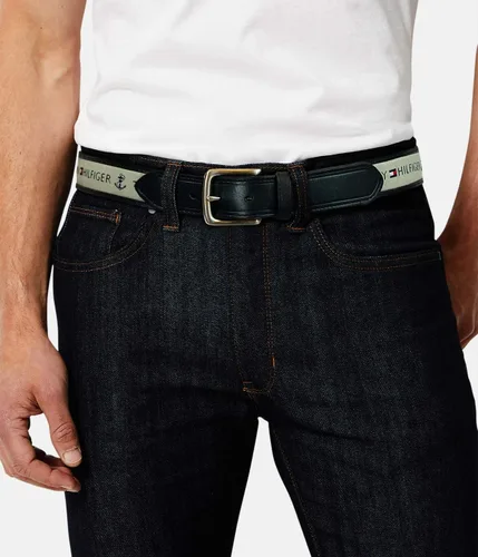 Miniatura 5 de Tommy Hilfiger - Cinturón de tela con incrustaciones de cinta para hombre, con hebilla de un solo diente