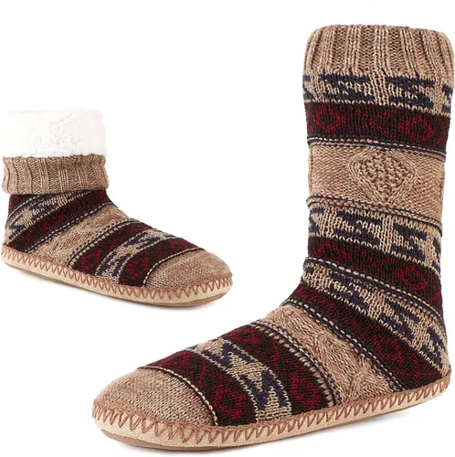 Cozylook Calcetines tipo pantufla para hombre, con forro polar, suela antideslizante, para invierno, suaves, gruesas, acogedoras, cálidas, peludas,