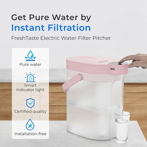 Miniatura 2 de Waterdrop FreshTaste - Jarra eléctrica con filtro de agua, dispensador potente recargable, purificador instantáneo de encimera de 17 tazas, reduce