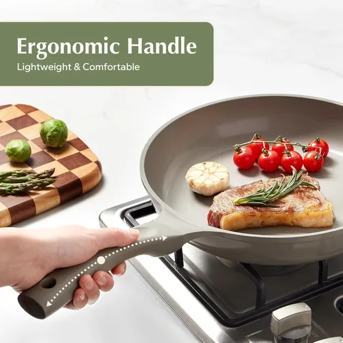 Miniatura 5 de Sartén antiadherente Redchef, sartén antiadherente de cerámica, sartenes para huevos y tortillas, sin tóxicos, utensilios de cocina saludables, Gris