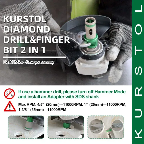 Miniatura 5 de Broca de núcleo de diamante – Broca de fresado de dedo de diamante de diámetro 1-3/8 pulgadas X5/8-11 rosca para agrandar dar forma bisel redondo