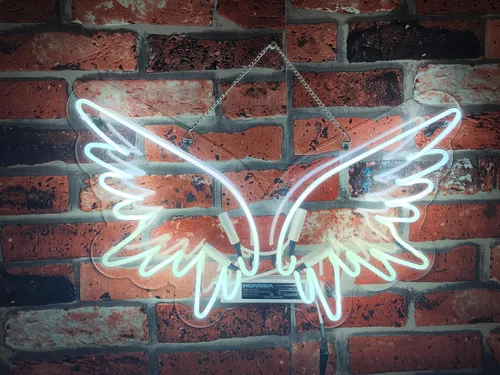 20 "alas de ángel blancas diseño personalizado decorado panel acrílico hecho a mano hombre cueva neón signo luz UT65 PVC01