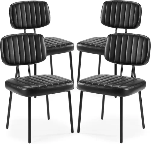 Miniatura 14 de Sweetcrispy Juego de 2 sillas de comedor, tapizadas de mediados de siglo, modernas sillas decorativas de cocina con asiento acolchado de piel