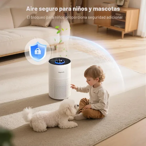 Miniatura 6 de Purificadores de aire mejorados para dormitorio y hogar con filtro HEPA H14, cubre hasta 1280 pies cuadrados, entrada de aire de 360°, purificador