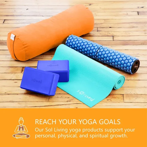 Miniatura 8 de Sol Living Bloques de yoga, paquete de 2 cojines de yoga de espuma EVA de alta densidad, para estirar, pilates, meditación, equipo de ejercicio, Azul
