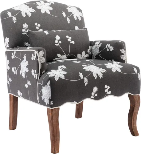 Miniatura 13 de Shunzhi Sillas de Acento Florales Estilo Granja Sillón Tapizado de Lino Silla de Lectura Moderna de Mediados de Siglo Sofá Individual con Almohada