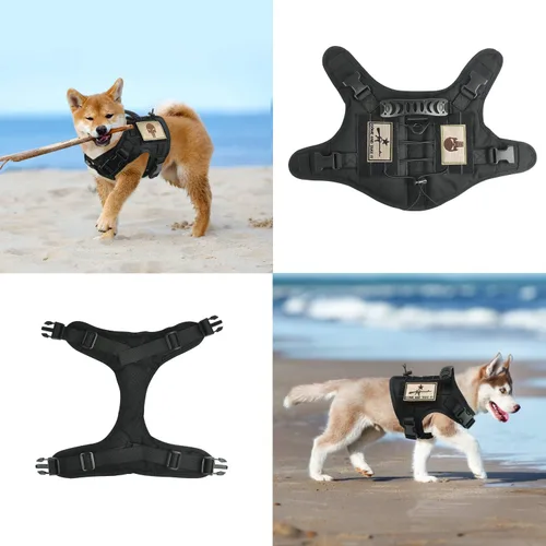 Miniatura 3 de Arnés táctico para perro, chaleco de entrenamiento al aire libre, chaleco ajustable para perro de trabajo militar con sistema Molle y mango de goma