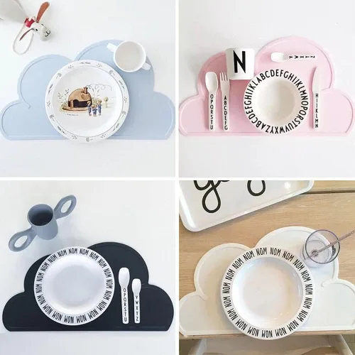 Miniatura 3 de Tapete de silicona prémium para comida para gatos, mantel individual antideslizante e impermeable con labios altos para perros, gatos y otros Azul