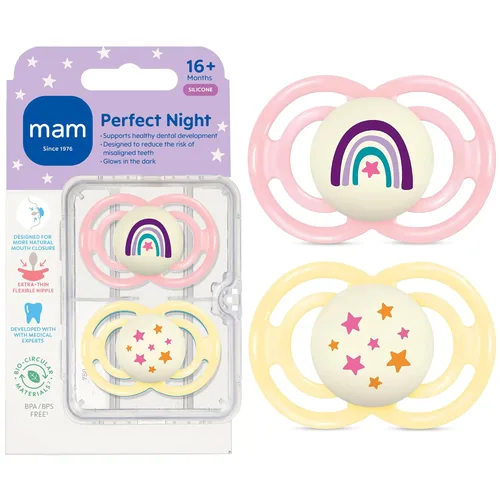 Miniatura 8 de MAM Perfect Night - Chupete para bebé, pezón patentado, brilla en la oscuridad, paquete de 2, para más de 16 meses, unisex Concha / algodón
