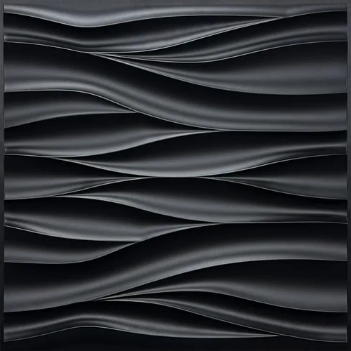STICKGOO Paneles de pared 3D negros, paneles de pared de PVC texturizados con diseño ondulado, paneles de pared modernos de 19.7 x 19.7 pulgadas