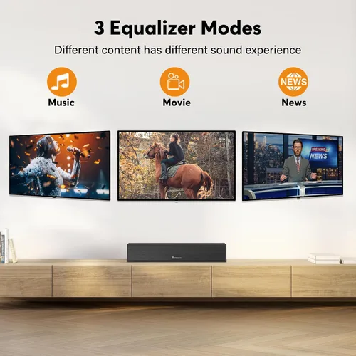 Miniatura 5 de Barra de sonido 2.1 para Smart TV con subwoofer integrado, 6 niveles de mejora de voz, altavoces de barra de sonido de TV pequeños de 15 pulgadas