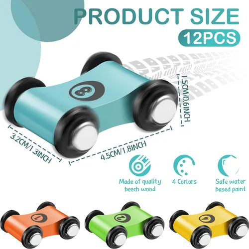 Miniatura 2 de 12 piezas de mini rampa de madera para autos de juguete de pista de carreras para autos de repuesto de pista de carreras, mayores de 6 años, regalo