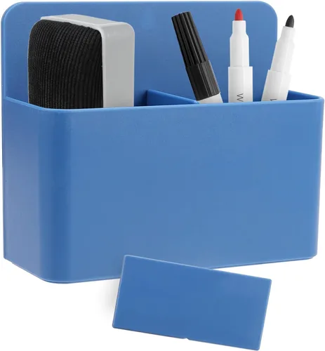 Soporte Azul Magnético para Marcadores de Borrado en Seco, Organizador Azul para Casillero, Taza de Almacenamiento para Lápices con Imán Fuerte,