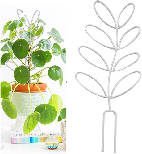 Enrejado de jardín, enrejado pequeño en forma de hoja de hierro forjado para vides, rosas, plantas trepadoras, plantas en maceta (blanco)