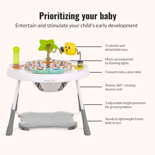 Miniatura 6 de Dream On Me Curio Sit N Seek Centro de actividades para bebés en menta, centro de actividades 2 en 1 y mesa de juego con 3 juguetes desmontables