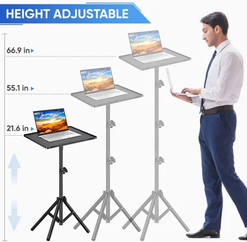 Miniatura 2 de Texet Soporte para proyector, trípode para laptop con altura ajustable, soportes plegables portátiles de 22 a 67 pulgadas, perfecto para oficina