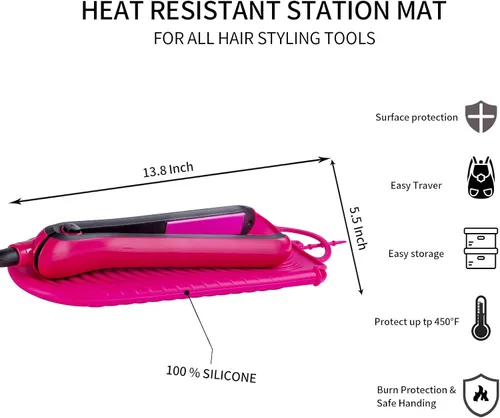 Miniatura 3 de ZAXOP Funda de silicona resistente al calor para plancha plana, rizador, herramientas de pelo caliente (rosa intenso)