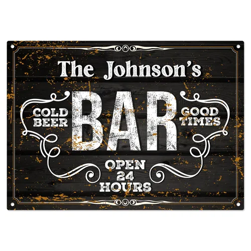 Miniatura 15 de Letrero de barra personalizado, nombre de barra rústico personalizado para decoración de interiores y exteriores, 10 x 14 pulgadas, aluminio 040