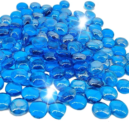 Miniatura 18 de Cuentas de vidrio de fuego de 19 libras para hoguera de 1/2 pulgada, rocas de vidrio templado negro ónix Cuentas de vidrio negro ónix