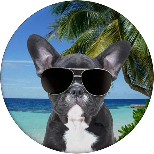 Miniatura 3 de Gafas de sol de playa con diseño de Bulldog francés Frenchie para perros divertidos PopSockets agarre y soporte para teléfonos y tabletas, Negro