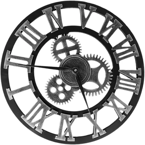 Miniatura 10 de IMIKEYA Reloj de pared vintage steampunk reloj de pared de metal engranaje de pared reloj digital digital de pared silencioso moderno reloj de bambú
