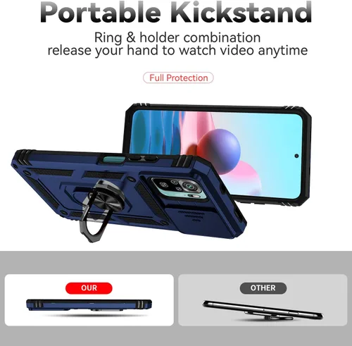 Miniatura 2 de Funda para Redmi Note 10 4G / Note 10S 4G / Note 11 SE (India), funda para Xiaomi Poco M5s 4G con soporte de anillo cubierta azul