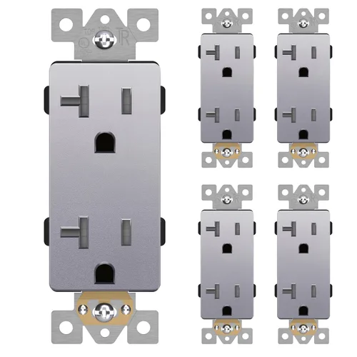 Miniatura 40 de LIDER LR15-TR-GD5P - Receptáculo decorativo mate c/tapa frontal intercambiable, tomacorriente a prueba de manipulaciones/niños, autoconexión a Dorado