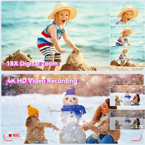 Miniatura 6 de Cámara de 48MP para fotografía, cámara digital 4K para niños y adultos con cámaras duales delanteras y traseras, zoom digital de 18X, filtros
