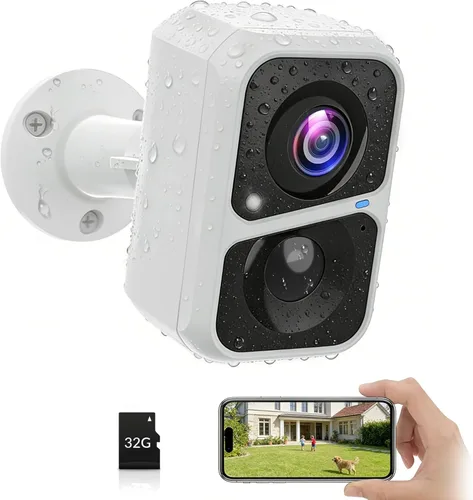 Vicohome - Cámara de seguridad WiFi 2K alimentada por batería, para exteriores/interiores con detección de movimiento AI, visión nocturna a todo