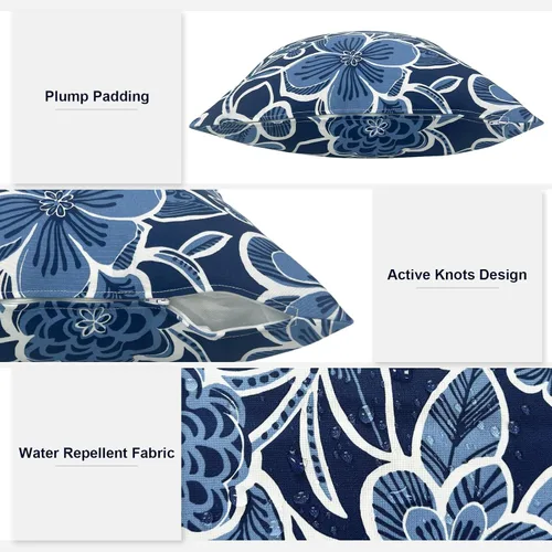 Miniatura 302 de Juego de 2 almohadas para exteriores de 16 x 16 pulgadas, repelentes al agua con interiores, para muebles de patio, hogar, jardín, geometría bohemia